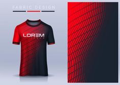 a red and black t - shirt mock up with an abstract design on the front