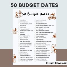 the 50 budget dates are shown in brown and white, with an image of people on bikes