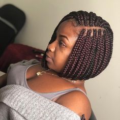 Short Box Braids Bob, Braids Bob Style, Braids To Try, Bob Box Braids, Short Bob Braids, Asymmetrical Bob Haircuts