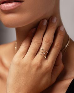 14k solid gold 3 round, natural diamonds: Total carat weight: approximately 0.15 Color: G-H Clarity: VS1-VS2 Wire Width: 1 mm Length: 11 mm Middle Finger Rings For Women, Diamond Wrap Ring, Gold Wrap Ring, Delicate Gold Ring, Middle Finger Ring, Diamond Ear Cuff, Ring Concierge, Necklace Length Guide, Bracelet Size Chart