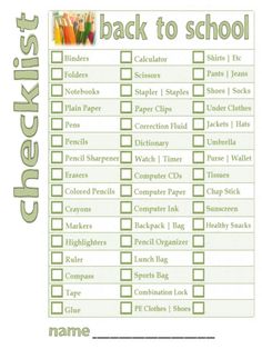 the back to school checklist is shown