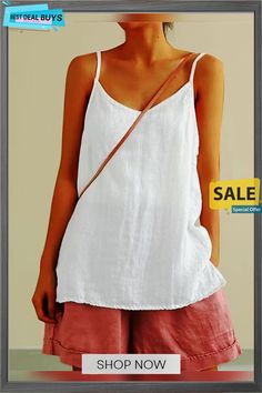 Women's Tank Top White Yellow Pink Floral Plain Print Sleeveless Casual Basic V Neck Regular Floral S Sleeveless Tank Top For Summer, Casual Solid Color Summer Camisole, Casual Summer Camisole Vest, Solid Camisole Tank Top For Vacation, Casual White Tank Top With Spaghetti Straps, Solid Color Camisole Tank Top For Vacation, Casual Tank Strap Vest For Spring, Casual Vest With Tank Straps For Spring, Casual Spring Vest With Tank Straps