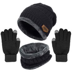 PRICES MAY VARY. Acrylic Yarn + Plush Machine Wash ✅ 3-IN-1 WINTER HAT SCARF GLOVES SET. Keep your head, ears, face, neck and hands warm in winter! This set is perfect for freezing cold winter. All in classic black color, suits good with most colors of clothes. ✅ ULTRA WARM MATERIAL. Made of thick acrylic yarn and fleece lining, soft, comfortable and warm, as well provides good heat retention, wicking, and breathability. ✅ TOUCHSCREEN GLOVES. Neat knitted gloves give full care to your hands, war Toddler Winter, Hand Gloves, Stil Elegant, Winter Cap, Salou, Winter Hats Beanie, Hat Scarf, Touch Screen Gloves, Knit Beanie Hat