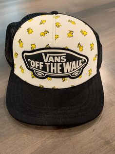 Peanuts Snoopy Cartoon Vans Cap/ Hat NEW. Woodstock trucker hat. Snap Back mesh back. Men size. NWT I'll say it's medium size.  It's adjustable.  Never used. New with tags.  Let me know if you have any questions. Come from a smoke and pet free home. Right now I'm ready to ship in one business day. Contact me with any questions, I answer questions quickly. I do combine shipping with multiple purchases. I ship items with priority mail, which takes 2-3 business days and has a maximum of 50 dlls ins Adjustable Snapback Trucker Hat For Skateboarding, Yellow Casual Trucker Hat With Flat Bill, Casual Yellow Trucker Hat With Flat Bill, Casual Flat Bill Trucker Hat For Skateboarding, Fun 5-panel Hats For Streetwear, Casual Skateboard Cap, Casual Skateboarding Cap, Fun 5-panel Streetwear Hats, Yellow Trucker Style Snapback Hat