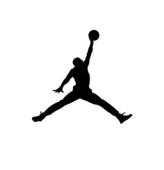 the silhouette of a basketball player is shown in black and white