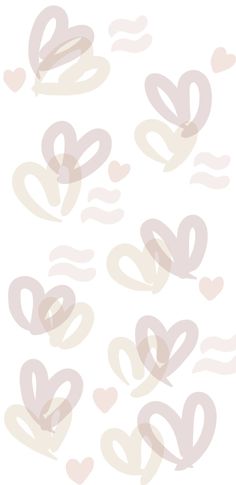 some hearts are flying in the air on a white and pink background with small clouds