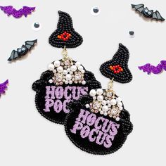 Details• Size : 2" X 3.5"• Post Back• Lead and Nickel Compliant• Made In India Hocus Pocus Beaded Earrings, Witchy Beaded Earrings, Hocus Pocus Earring, Beetlejuice Beaded Earrings, Witch Hat Earrings, Handmade Purple Halloween Earrings, Hocus Pocus Witches, Beads Craft Jewelry, Hocus Pocus