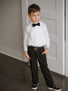 Tuxedo Shirt and Pants Set – Petite Maison Kids Tuxedo First Birthday Party, Kid Tuxedo, Boys Formal Wear, Shirt And Pants Set, Boys Tuxedo, Velvet Tuxedo, Bow Tie Shirt, Black Velvet Bow, Tuxedo Shirt