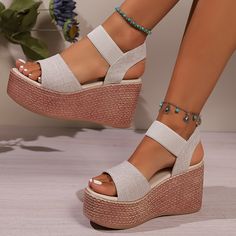 Faster shipping. Better service Vacation Shoes, Elegant Sandals, Sandals Casual, Sandal Platform, Platform Wedge Sandals, Womens Wedges, Shoe Lover, Casual Sandals, Women's Summer Fashion