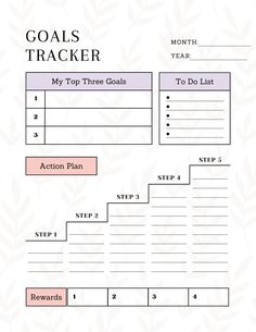 the goal tracker is shown in pink and white, with arrows pointing to each other