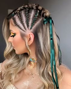 Faux Undercut Braids Rave Hair, Festival Hair, Glitter Hair, Hair Stylist Life, Braided Hairstyles Easy, Braids For Long Hair, Braids For Short Hair, Bad Hair