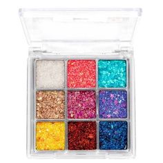 A box of glitter eyeshadows Makeup Artist How Bad Are Bananas Pencil Highlighters Makeup Color: Black. Glitter For Eyes, Eye Highlighter, Liquid Glitter Eyeshadow, Shadow Makeup, Cosmetic Grade Glitter, Makeup Glitter, Glitter Eyeshadow Palette, Blending Eyeshadow, Glitter Face