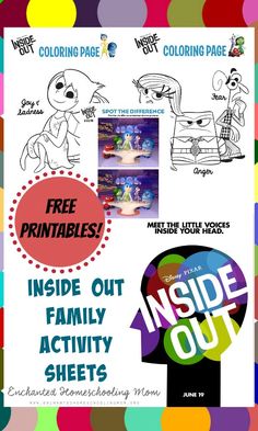 the inside out activity sheets for kids to color and learn how to make them look like they