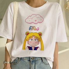 Sailor+Moon+Summer+New+Fashion+T+Shirt+Women+Harajuku+Short+Sleeve+Fun+Ulzzang+T-Shirt+Cute+Cat+Tshirt+Cartoon+Top+Tees+Female Sailor Moons, 90s Funny, Sailor Moon Shirt, Cartoon Tops, Sailor Moon Usagi, Cat Anime, Moon Shirt, Fashion T Shirt, Winter Mode