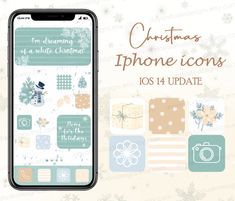 an iphone with christmas themed stickers on it