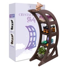 PRICES MAY VARY. ORGANIZE YOUR FAVORITES - The 5-layer tier storage on this crystals shelf display is great for organizing crystals, essential oils, spiritual items & other trinkets. It's the perfect crystal storage shelf and crystal holder for stones display. EASY TO ASSEMBLE - This stylish wooden trinket shelf comes with all the parts conveniently packed in one package, making assembly a breeze with the accompanying user-friendly manual. Enjoy hassle-free setup of your crystal rock shelf & moo Organizing Crystals, Moon Shelves, Crystals Shelf, Rock Shelf, Shelf For Crystals, Trinket Shelf, Crystal Display Shelf, Crystals Display, Dark Ash Brown