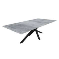 a rectangular table with black legs and a concrete top, on an isolated white background