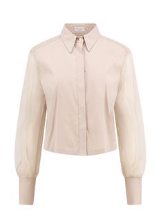 72% Cotton, 23% Polyamide, 5% Elastane Elegant Beige Shirt With Spread Collar, Chic Beige Formal Shirt, Elegant Beige Shirt For The Office, Elegant Beige Shirt For Workwear, Elegant Beige Shirt For Work, Elegant Beige Tops With Spread Collar, Elegant Beige Tops With Lapel Collar, Elegant Beige Top With Spread Collar, Designer Semi-formal Tops For Spring