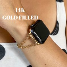 Gold Filled Rope Chain Apple Watch Band - Luxury Women Style Smartwatch Strap Video Of How To Put On Your Bracelet By Yourself Using The Pin https://www.etsy.com/listing/1279637170/instruction-video-of-how-to-put-on-your?ref=share_v4_lx P R O D U C T ∙ D E S C R I P T I O N ∙ 14K Gold Filled Luxury Chain Bracelet For Apple Watch ∙ ∙ Adjustable Size Bracelet Perfectly Tailored for Your Wrist ∙ ∙ Designed And Handmade by Simeon D Jewelry Studio ∙ ∙ This Bracelet Fits ALL Apple Watch Series ∙ ∙ Ple Apple Watch Jewelry, Style Apple Watch, Elegant Feminine Style, Watch Bracelets, Apple Watch Bracelets, Apple Watch Sizes, Elegant Feminine, Jewelry Studio, Apple Watch Band