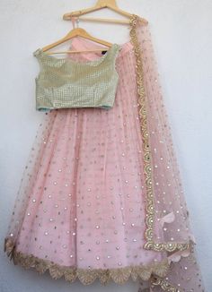 Pearl Lehenga, Long Frocks For Girls, Half Saree Lehenga, Indian Lehenga Choli, Kids Blouse Designs, Peach Colour