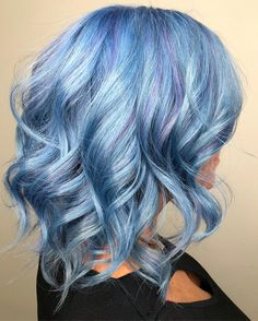 22 Pastel Blue Hair Color Ideas for Every Skin Tone Hair Colour Design, Choppy Layers, Blue Highlights, Lavender Hair