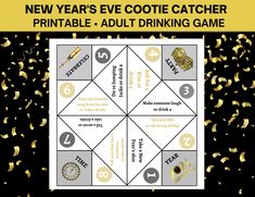 the new year's eve cootie catcher printable - adult drinking game