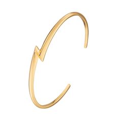 Gold Lightning Bolt Open Bangle | Scream Pretty | Wolf & Badger Lightning Jewelry, Lightning Bracelet, Pretty Wolf, Gold Lightning, Electric Energy, Open Bangle, Branded Packaging, Adjustable Bangle, Packaging Material