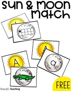 the sun and moon match is an easy way to practice letter recognition with this free printable