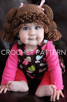 Cabbage Patch dolls became all the rage in the 1980s and in early 2013 The Lillie Pad was recognized by The Daily Mail, Good Morning America, The Today Show, the Cabbage Patch corporation, and even Perez Hilton for helping bring them back into style for a whole new generation with my crochet hat design. Now you can make your own crocheted wigs inspired by the chubby cheeked cherubs of yesteryear. They make sensational additions to Halloween costumes, newborn photo shoots, or family photographs. Cabbage Patch Costume, Halloween Kostüm Baby, Baby Wig, Cabbage Patch Hat, Cabbage Patch Babies, Crochet Wig, Baby Costumes Girl, Baby Kostüm, Kids Wigs