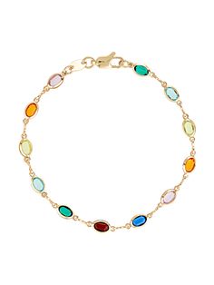 gold filled oval multicolour gemstone bracelet Gold Oval Bracelet With Gemstone, Rainbow Colored Oval Jewelry, Adjustable Oval Multicolor Bracelets, Adjustable Multicolor Oval Bracelets, Oval Bracelet, Gem Water, Bracelet And Necklace, Rainbow Bracelet, Glass Gems