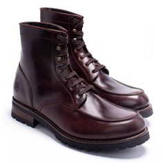 Get laced-up in style with these rich brown military inspired mens boots. Ready for duty we made these with full-grain leather & a thick rubber sole for ultra comfort & extended life. Made for the modern gent, we love these boots with raw or slim-fit denim, to elevate your mens style and mens outfits | Aster Brown Boots | Ranch Road Boots | Brown Boots Mens | Military Outfits Men | Mens shoes | Brown Boots Outfit Mens