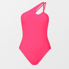 Make a statement in this neon color one-piece swimsuit featuring an asymmetrical neckline, crisscross front, cutout, adjustable cami straps, and a bold cut. It has 2 ways of wearing, you can adjust the straps and make your own style. The high leg cut makes the swimsuit the best styles in your vacations. Product Code: CAA12E3B003PP/DAA12E3J009DD/DAA12E3J010AA Solid Strappy Swimwear For Summer, Neon Summer Swimwear For Poolside, Neon Swimwear For Summer Poolside, Neon Beachwear For Spring, Summer One-shoulder Pool Bodysuit, Stretch Asymmetrical Swimwear For Beach, Asymmetrical Stretch Swimwear For Beach, Spring Party Strappy Swimwear, Party Swimwear With Cutout