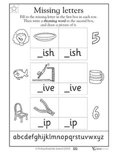 the missing letters worksheet is shown in black and white, with an image of a