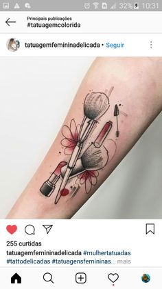 a person has a tattoo on their arm and is showing it's ink work