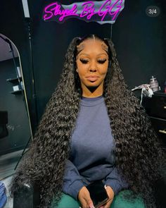 Deep Wave Two Ponytails, Deepwave Frontal Wig Two Ponytails, Lace Wigs Styles, Black Hair Wigs, Tail Hairstyle, Weave Ponytail Hairstyles, Sleek Ponytail Hairstyles, Birthday Hairstyles, Black Ponytail Hairstyles