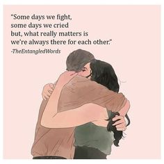 two people hugging each other in front of a pink background with the words, some days we