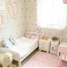 Kids Bedroom Walls, Kids Bedroom Designs, Pink Bedrooms, Baby Room Design, Cute Bedroom Decor