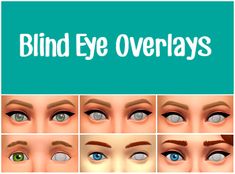 the different types of eyes are shown in this image, with text reading blind eye overlay