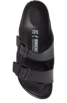 Birkenstock Arizona Waterproof Slide Sandal (Women) | Nordstromrack Classic Synthetic Slides With Cushioned Footbed, Waterproof Synthetic Slides, Black Slides With Arch Support, Comfortable Waterproof Synthetic Sport Sandals, Classic Outdoor Synthetic Sandals, Black Leather Waterproof Sandals, Comfortable Slip-resistant Slides, Black Waterproof Synthetic Sport Sandals, Adjustable Fit Synthetic Sandals