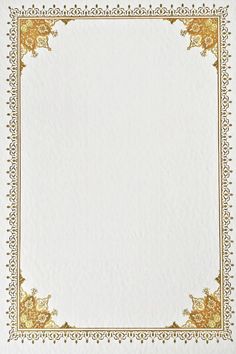 a white and gold paper with an ornate border on it's edges, in the shape of a square