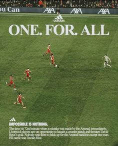 an ad for adidas featuring soccer players on the field