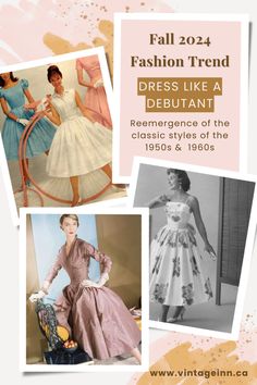 Dress like a Debutant-The reemergence of some of the most-used styles of the 1950s and '60s. Think shift dresses, Full skirt dresses, faux-fur shawls and wool swing coats. Be inspired for your Fall Fashion Wardrobe at the Vintage Inn Blog! Vintage Fashion 1920s, Faux Fur Shawl, Fur Shawl, Full Skirt Dress, 1920s Fashion, Full Skirt, Shift Dress, Vintage Ladies, Fashion Blog