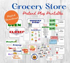 grocery store pretend play printables for kids