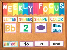 a bulletin board with different colors and numbers