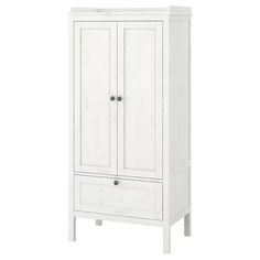 a white armoire with two drawers