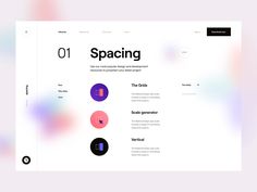 the landing page for spacing is shown with different colors and font options on it