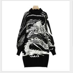 Women Fashion Crew Collar Long Bat Sleeve Sweater Dragon Pattern Black Knit Tops Item description Brand Unbranded Size S-L Size Type Regular Style Casual Country/Region of Manufacture China Department Women Fit Classic Occasion Casual Pattern Solid Season Fall Sleeve Length Long Sleeve Type Sweater Vintage No Year of Manufacture 2020-2029   Shipment Payment Return & Warranty Service & Feedbacks Shipment 1.We Ship to Worldwide. 2.Delivery time depends on destination and other factors, it may take Casual Oversized Black Sweater Dress, Casual Long Sleeve Acrylic Sweater Dress, Black Acrylic Cardigan, Black Acrylic Tops For Winter, Black Acrylic Top For Winter, Trendy Black Long Sleeve Sweater Dress, Black Knitted Top In Acrylic, Black Knitted Acrylic Top, Black Knitted Long Sleeve Sweater Dress