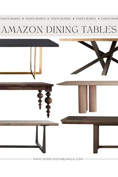 the amazon dining tables and benches are shown in different styles, sizes and colors with text that says amazon dining tables