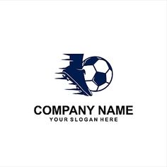 a soccer ball flying through the air and kicking it with its foot, logo design