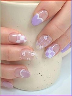 Light Purple Nails, Nails Kids, Purple Nail Art, Korean Nail Art, Nails Gold, Cute Simple Nails, Purple Nail Designs, Lavender Nails